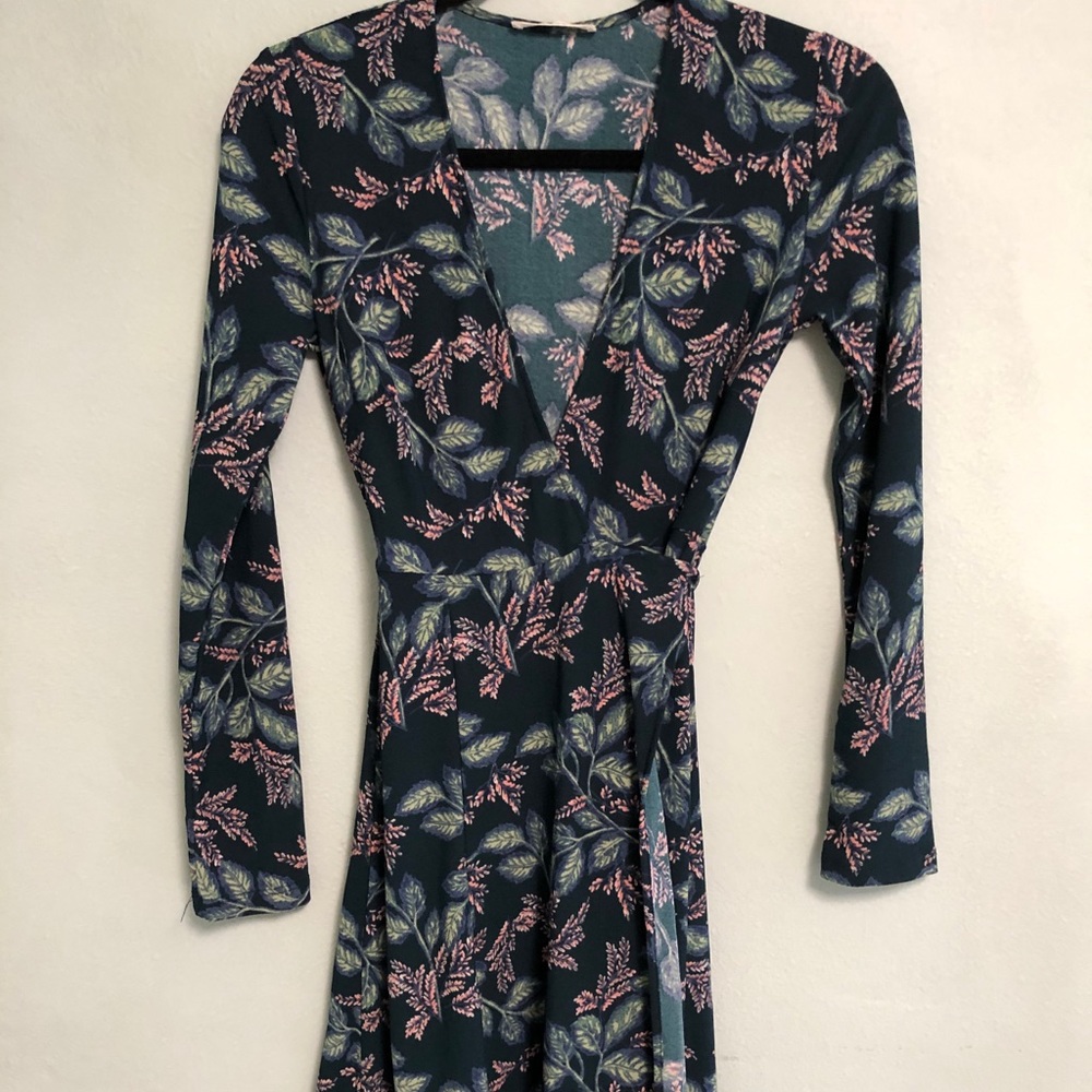 Lush Floral Long Sleeve Wrap Dress